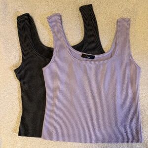 LULUS Ribbed Knit Tank Tops – Lavender & Charcoal Gray (Bundle of 2)